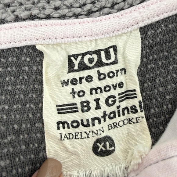 JADELYNN BROOKE Gray Knit Quarter Zip Pullover Sweatshirt with pink trim XL - Picture 4 of 9